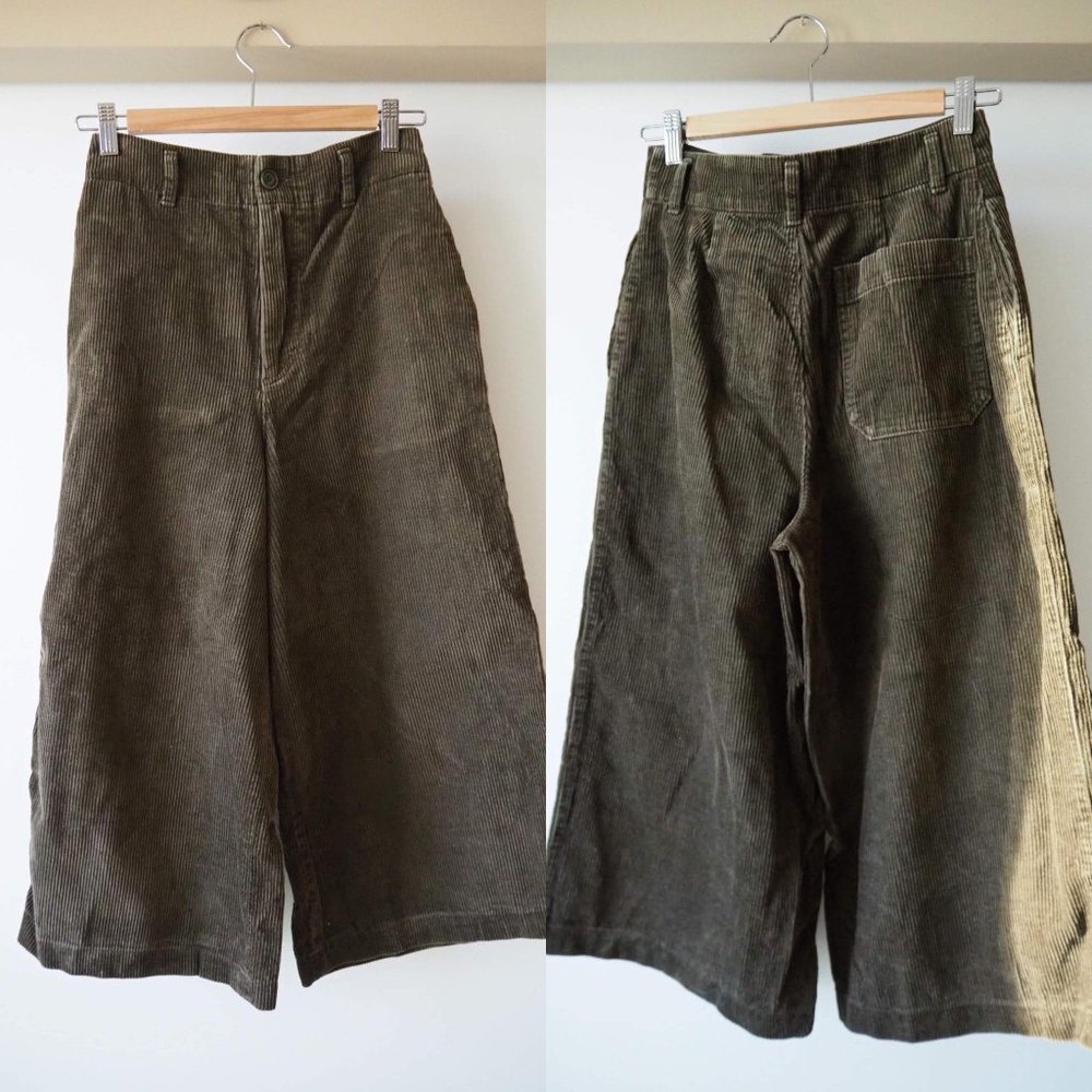 Uniqlo brown cropped wide-leg cords